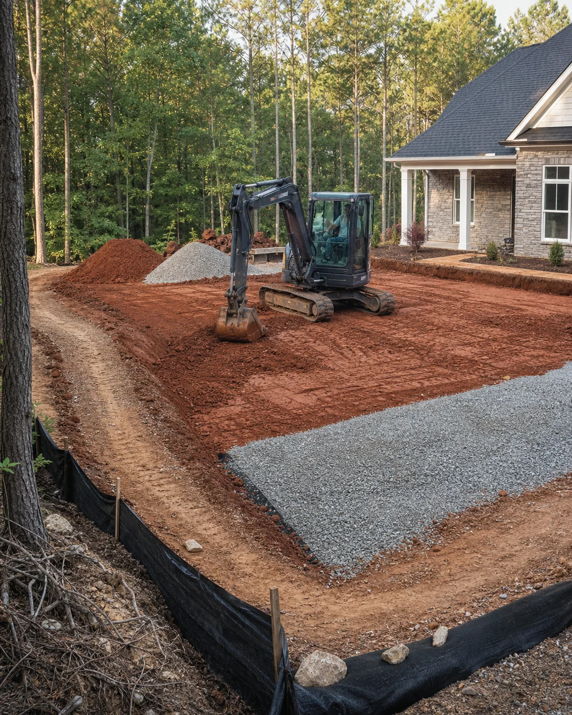 Concept visualization of a graded residential site prepared for the next construction stage