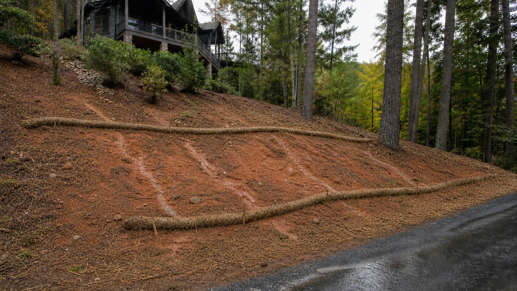 Residential backyard before a retaining-wall and landscape transformation
